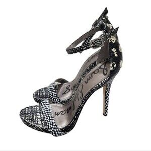 Sam Edelman Eleanor Leather Black & White Polka Dot High Heels Pumps Size 7